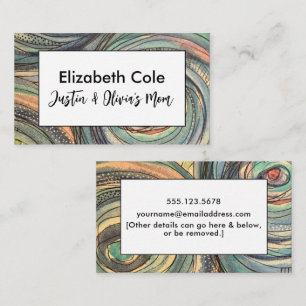 Blue Pink Painted Watercolor Circles Mummy Business Card
