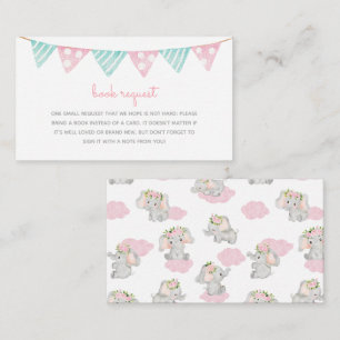 Blue & Pink Party Banner Baby Shower Book Request Enclosure Card