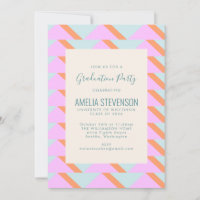Blue Pink Pastel Retro Geometric Graduation Party