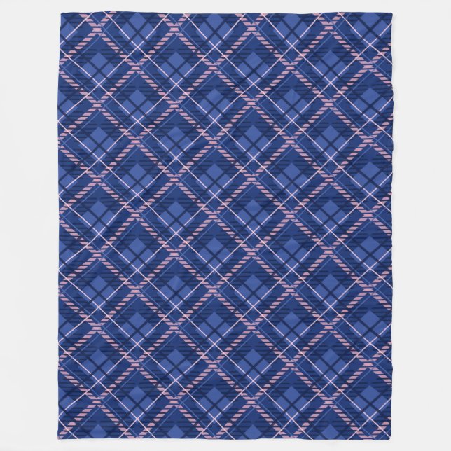 Blue & Pink Plaid Fleece Blanket (Front)