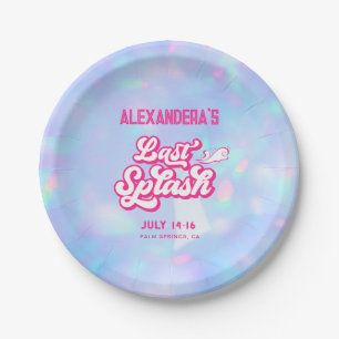 Blue Pink Pool Party Bachelorette Paper Plate