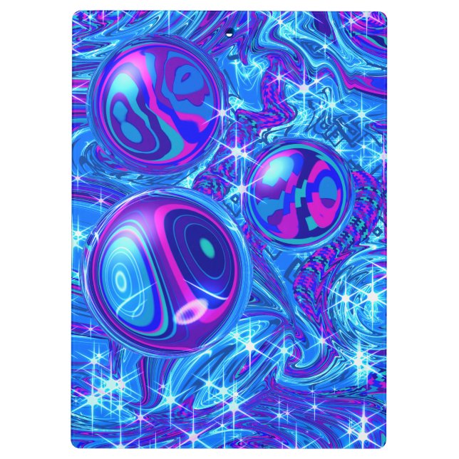 Blue pink purple abstract art clipboard  (Back)