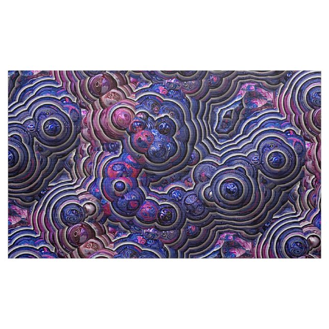 Blue pink purple abstract bubble cells fabric (Yard)