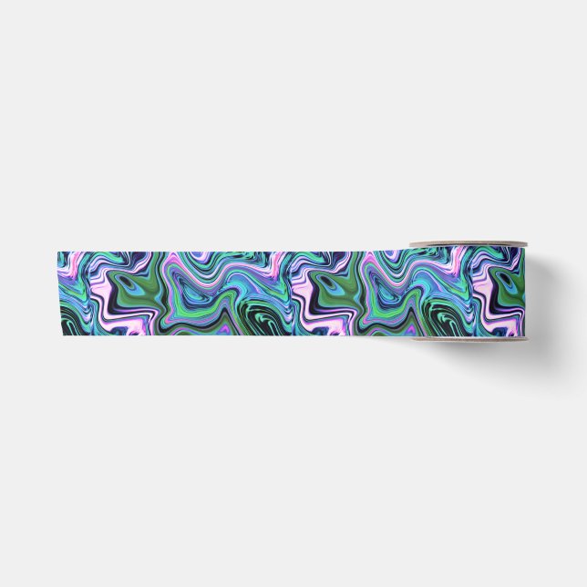 Blue Pink Purple Agate Pattern Satin Ribbon (Front)