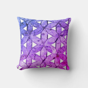Blue pink purple flower of life, scared geometry cushion