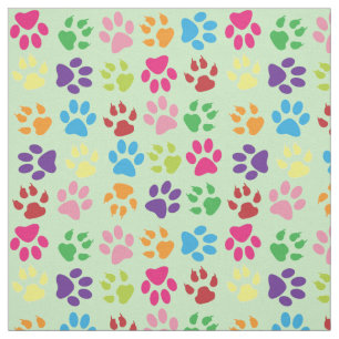 Blue Pink Purple Green Orange Dog Paws Cat Claws Fabric