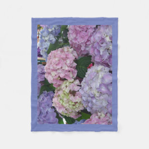 Blue Pink Purple Hydrangea Fleece Blanket
