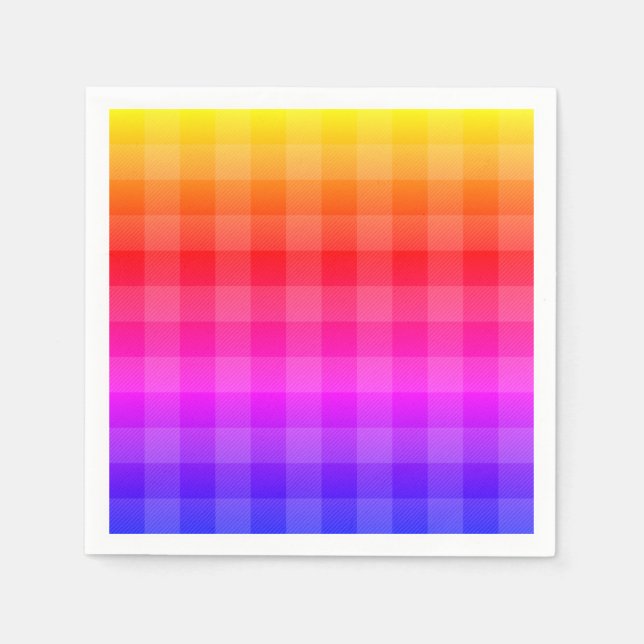 Blue pink purple red orange yellow plaid napkin (Front)