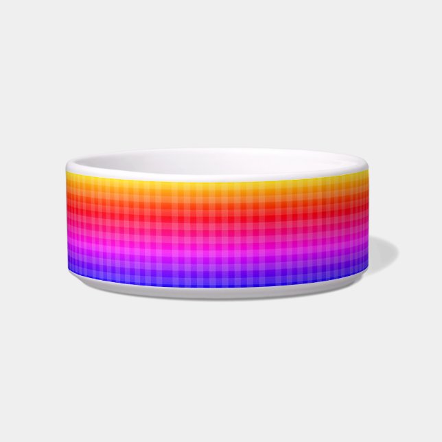 Blue pink purple red orange yellow plaid pattern  bowl (Front)
