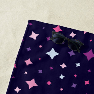 Blue Pink Purple Stars Cosmic Space Night Sky. Beach Towel