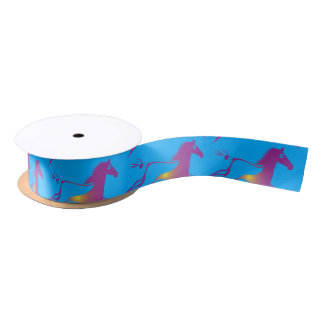 Blue Pink Purple War Horse Brown Satin Ribbon