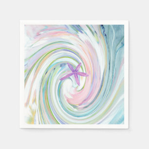 Blue Pink Sea Swirl & Starfish Napkins