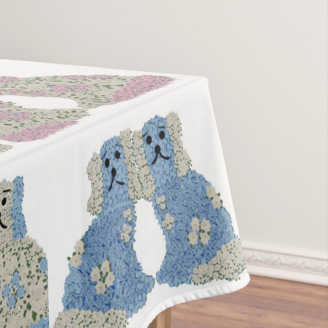  Blue Pink Staffordshire Dogs Ginger Jars Jar Tablecloth (In Situ)