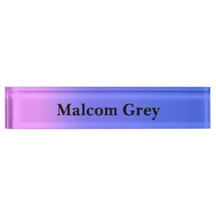 blue pink sunset ombre nameplate