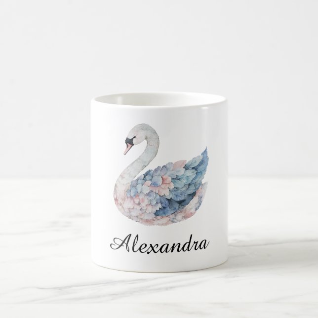 Blue Pink Swan Coffee Mug (Center)