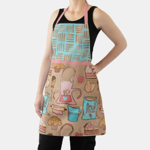 Blue, Pink, Tan, and Gold Baking Apron