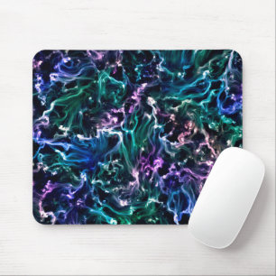 Blue Pink Teal Cosmic Abstract Glow Fluid Nebula Mouse Pad