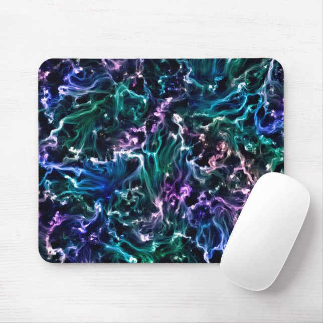 Blue Pink Teal Cosmic Abstract Glow Fluid Nebula Mouse Pad (With Mouse)