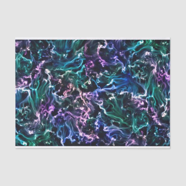 Blue Pink Teal Cosmic Abstract Glow Fluid Nebula Tissue Paper (Front)