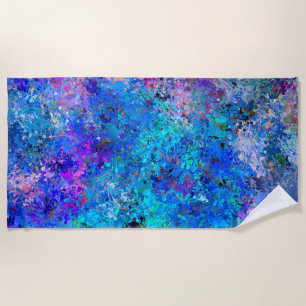 Blue Pink Teal Drops Abstraction Beach Towel