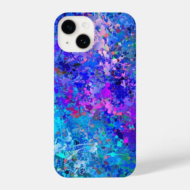 Blue Pink Teal Drops Abstraction   iPhone Case (Back)