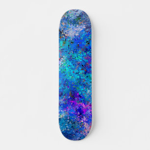 Blue Pink Teal Drops Abstraction Skateboard