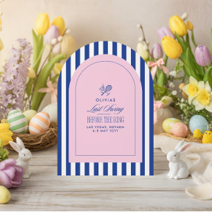 Blue & pink tennis bachelorette itinerary invitat invitation