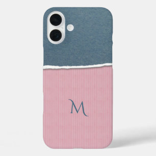 Blue & Pink Texture custom monogram phone cases