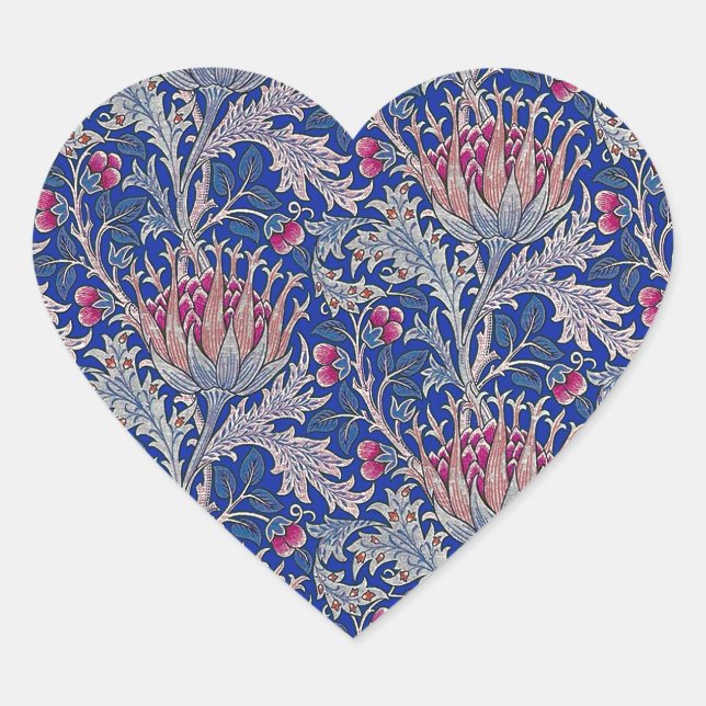blue pink thistle heart sticker (Front)