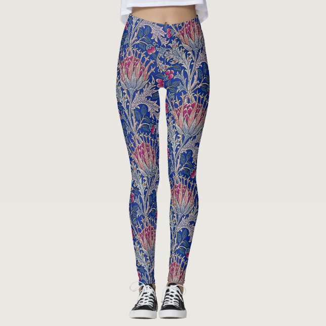 blue pink thistle leggings (Front)