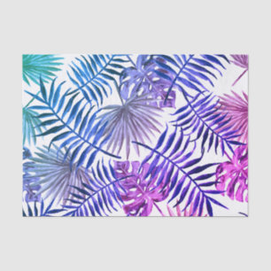 Blue & Pink Tropical Palm Fronds Tissue Paper