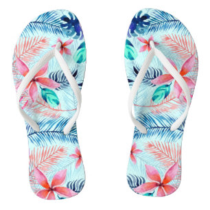 Blue Pink Tropical Pattern Jandals