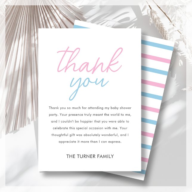 Blue & Pink Twin Baby Shower  Thank You Card (Creator Uploaded)
