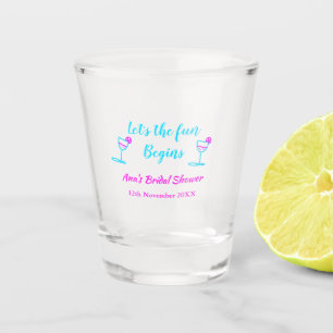 Blue pink vine glass bridal shower let's fun begin