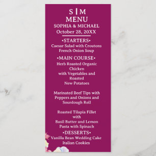 Blue Pink Watercolor Flowers QR Code Wedding Menu