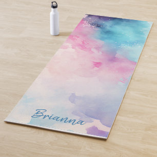 Blue & Pink Watercolor Personalized  Yoga Mat