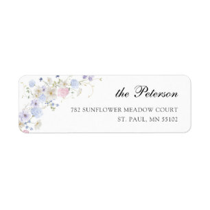 Blue Pink Watercolor Wildflower Family Address