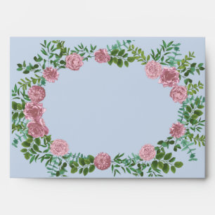 Blue & Pink Wedding Pastel Floral Spring Envelope