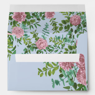 Blue & Pink Wedding Pastel Floral Spring Envelope