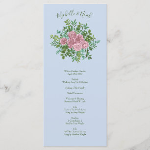 Blue & Pink Wedding Pastel Floral Spring Menu