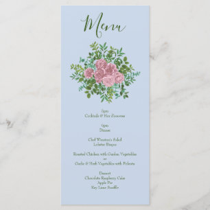 Blue & Pink Wedding Pastel Floral Spring Menu