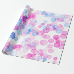 Blue Pink White Bubbles Bokeh Effect Wrapping Paper