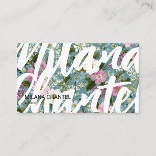 Blue Pink White Modern Trendy Flower Florist Business Card