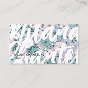 Blue Pink White Modern Trendy Flower Florist Business Card