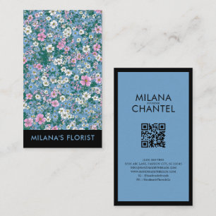 Blue Pink White Modern Trendy Flower Florist Business Card