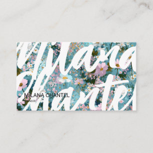 Blue Pink White Modern Trendy Flower Florist Business Card