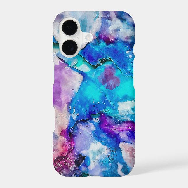 Blue Pink White Watercolor Abstraction iPhone Case (Back)