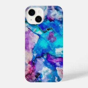 Blue Pink White Watercolor Abstraction iPhone 14 Case