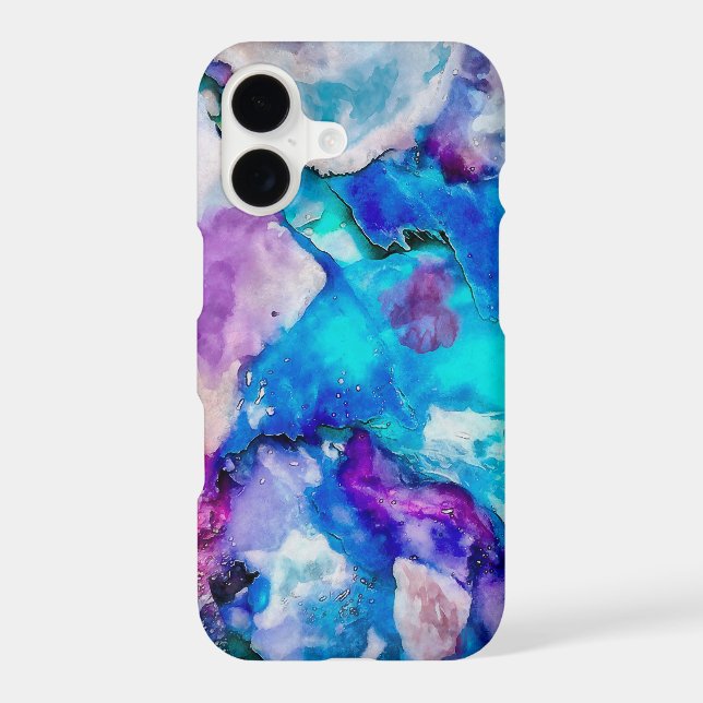 Blue Pink White Watercolor Abstraction iPhone Case (Back)