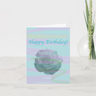 Blue pink with big rose flower card